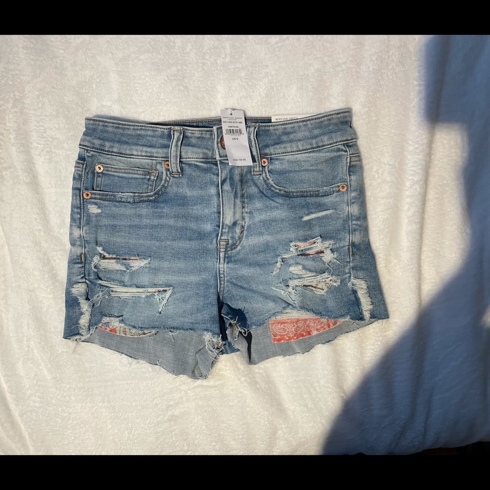 American Eagle Hi-Rise Shortie Jean shorts, Next level stretch